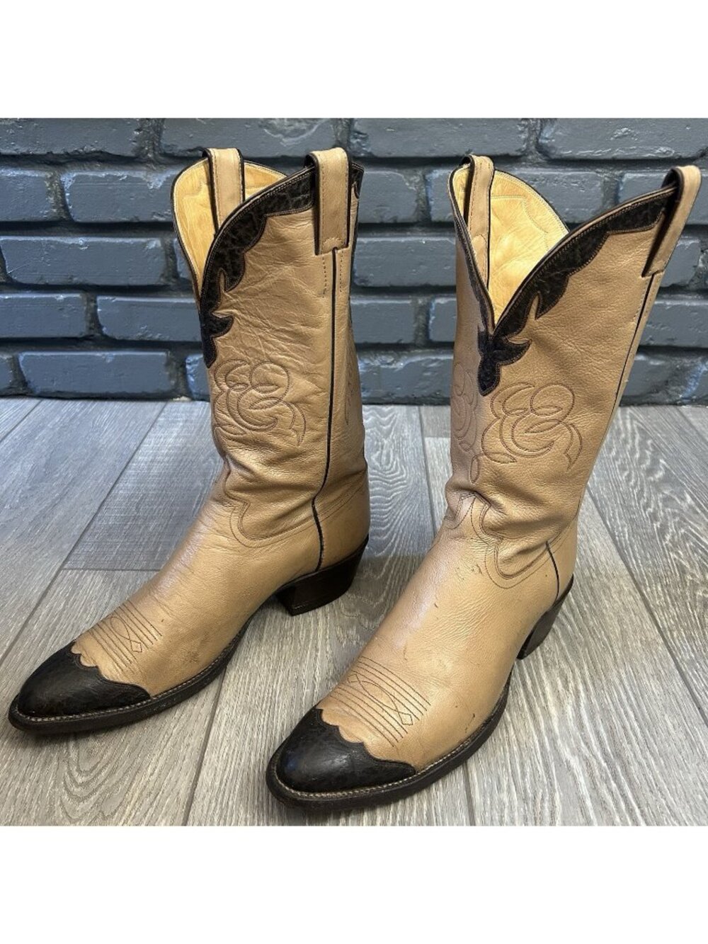 Justin Vintage Wingtip Western Cowboy Boots Mens 11.5 D